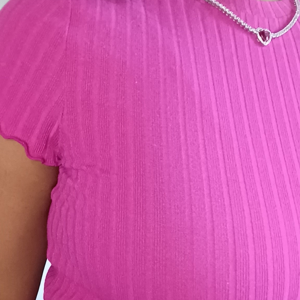 Deep Pink ribbed Top - Picture 2 of 3